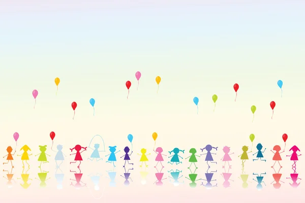 Щасливі кольорові діти з кульками — стокове фото