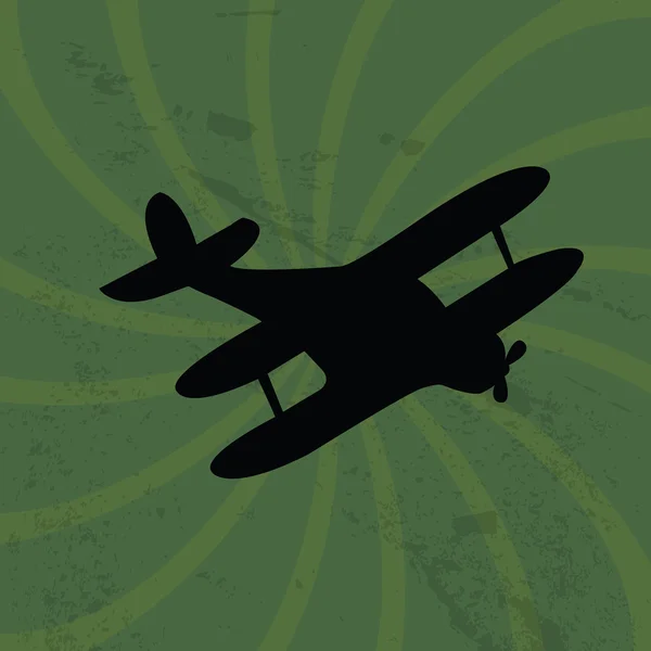 Altes Flugzeug auf grünem Grunge-Hintergrund — Stockfoto