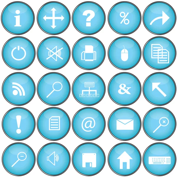Botones azules con símbolos de PC —  Fotos de Stock