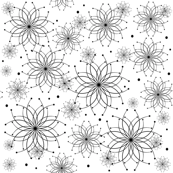 Retro schwarze Blüten Muster — Stockfoto