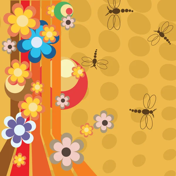 Retro-Illustration mit stilisierten Blumen — Stockfoto