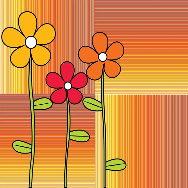 Retro flowers on stripes background — Stock Photo, Image