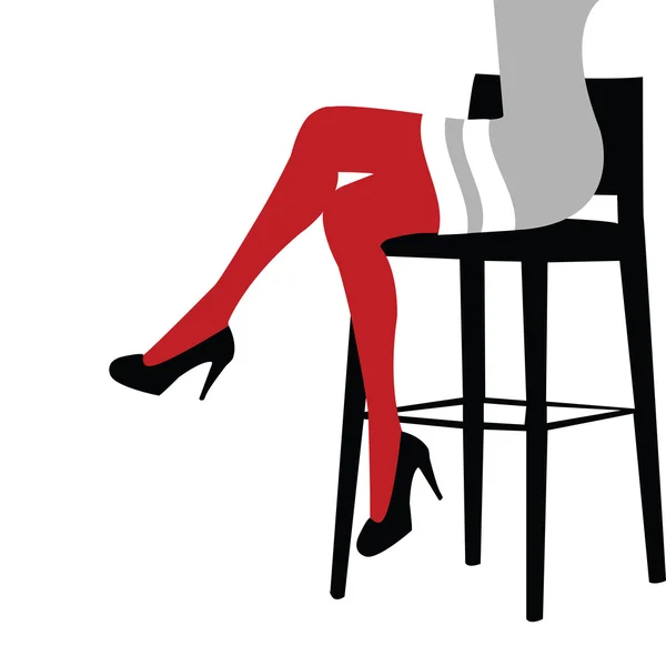 Donne sexy gambe che soggiornano su una sedia da bar — Foto Stock