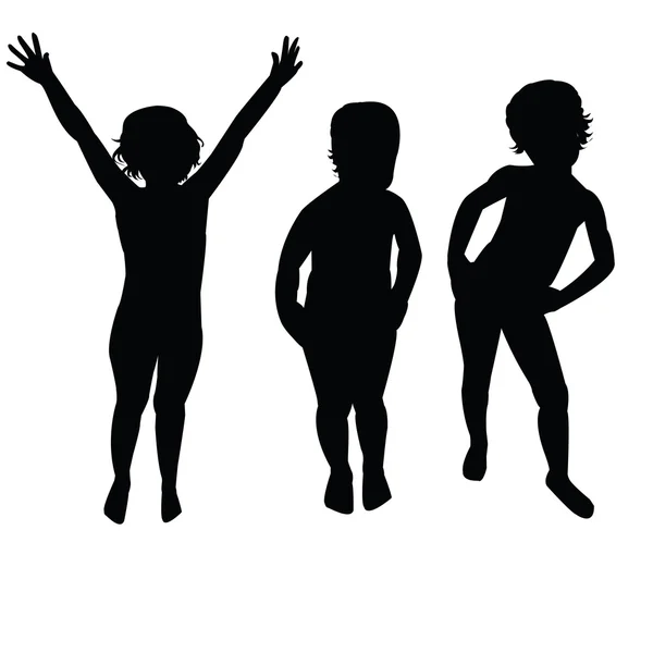 Drie kinderen silhouetten — Stockfoto