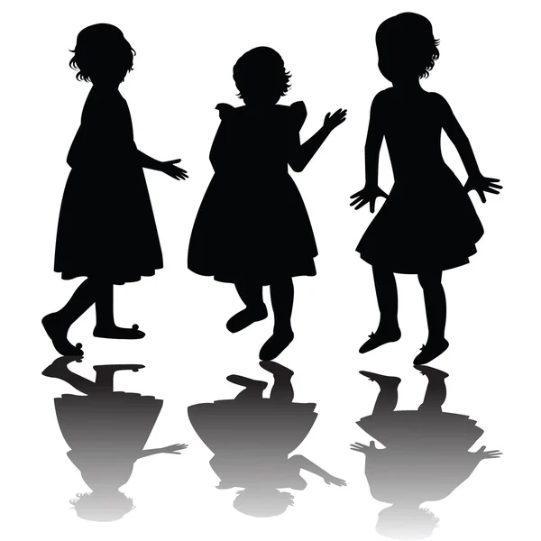 Drie meisjes silhouetten — Stockfoto