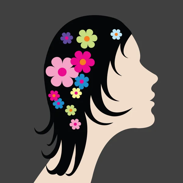 Žena s květinami ve vlasech — Stock fotografie