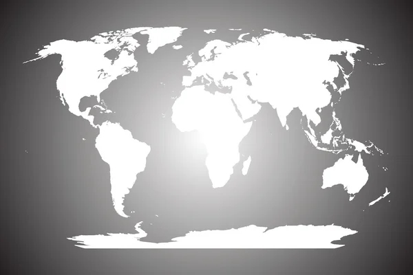 Mapa del mundo blanco sobre fondo gris — Foto de Stock
