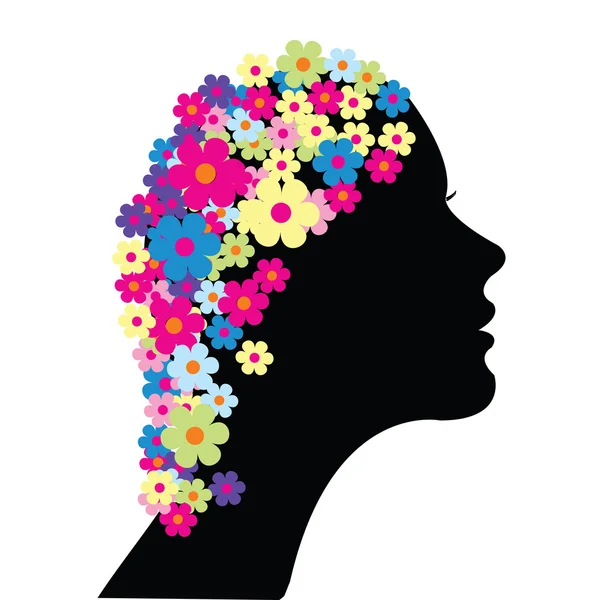Woman with flowers in her hair — Stock Photo, Image