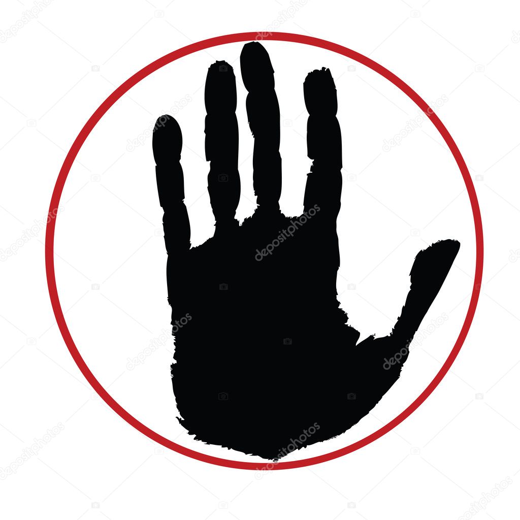 Black hand on red circle