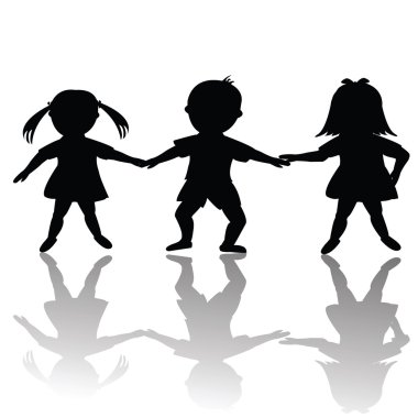 Happy children silhouettes clipart