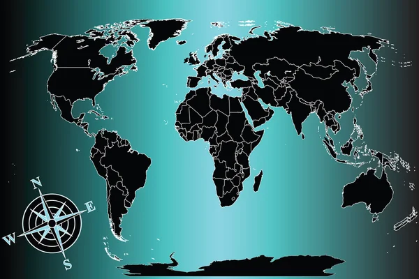Världskarta på blå bakgrund — Stockfoto