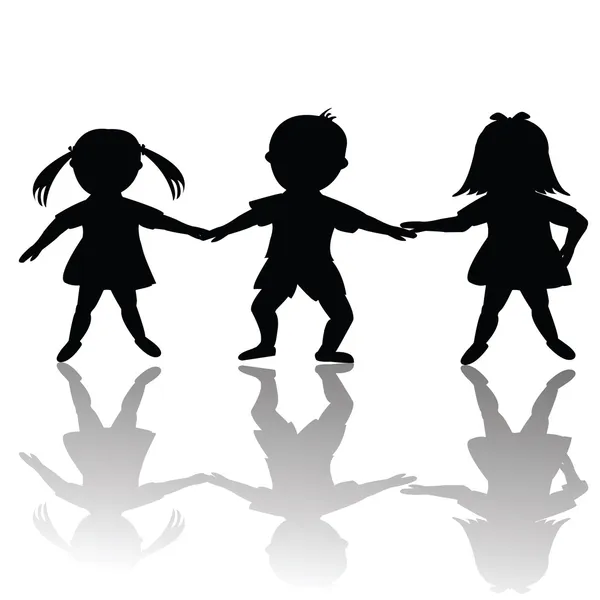Happy children silhouettes — Stock Photo, Image