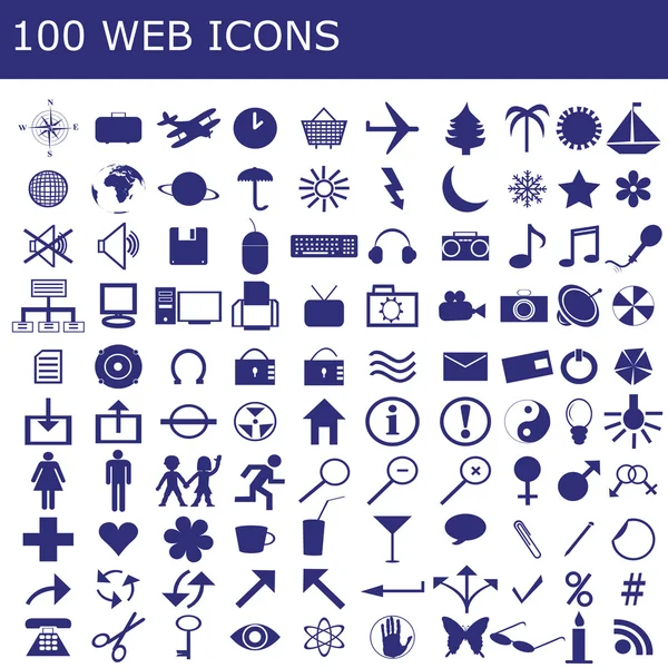 100 ikoner för webbprogram — Stockfoto