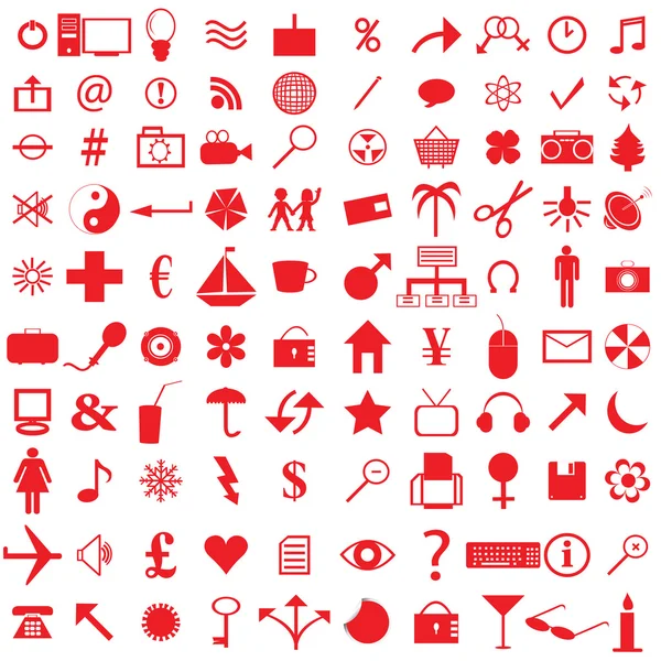 100 röda ikoner — Stockfoto