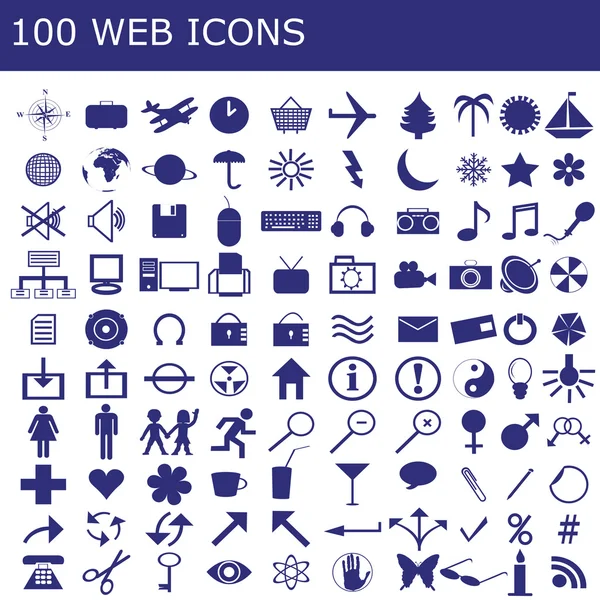 100 ikoner för webbprogram — Stockfoto