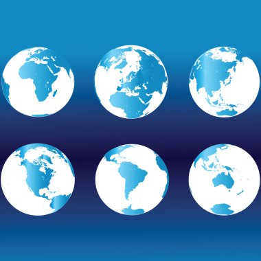 Earth globes in blue colors clipart