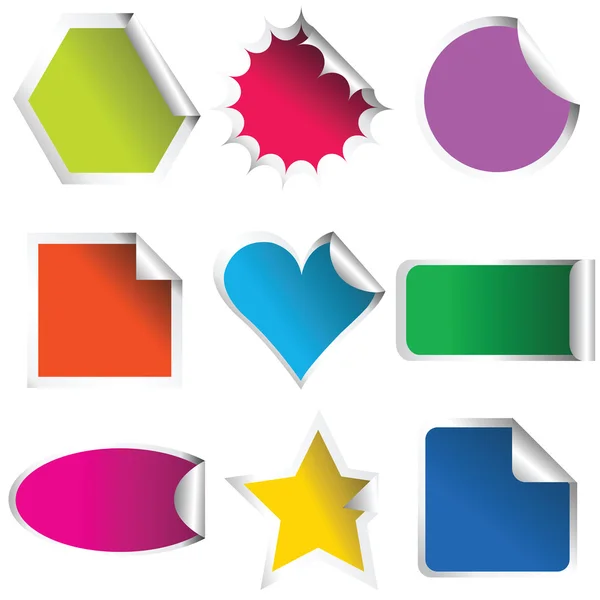 Gekleurde stickers in verschillende vormen — Stockfoto