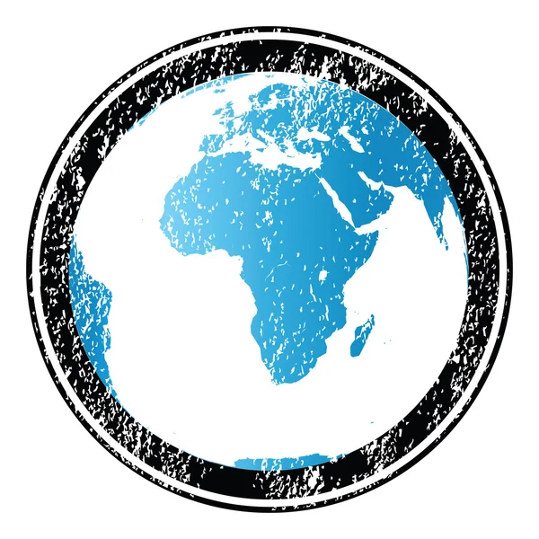 Gummistempel mit blauem Grunge Earth Glob — Stockfoto