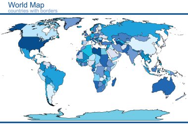 Mavi tonlarında mavi Dünya Haritası