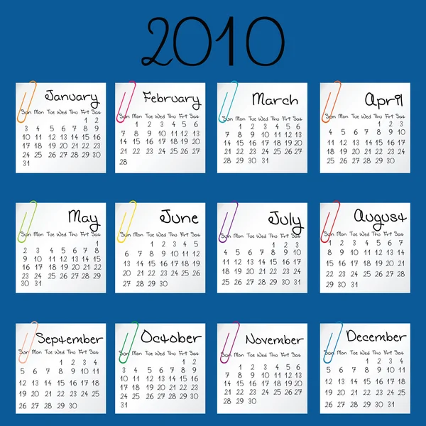 Calendário azul para 2010 — Fotografia de Stock