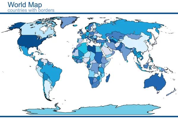 Mapa do mundo azul em tons azuis — Fotografia de Stock