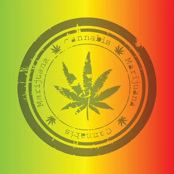 Marijuana timbro, sfondo rastafariano — Foto Stock