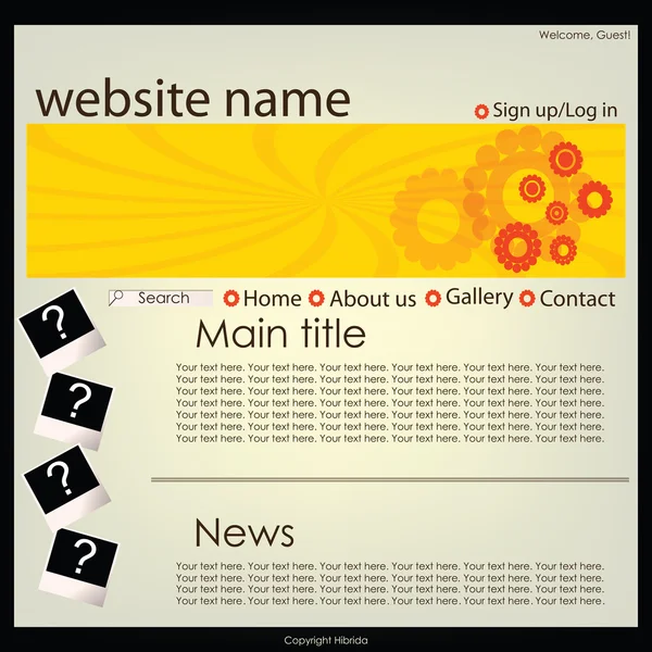 Website with orange elements — Stock Photo, Image