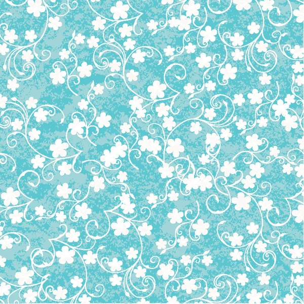 Blauwe achtergrond met witte bloemen — Stockfoto