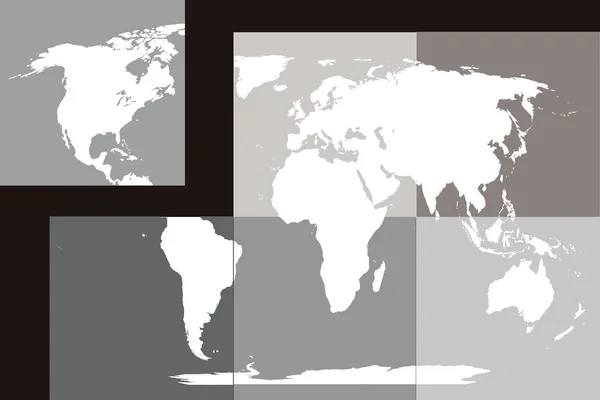 Kaart van de wereld in zes stukken — Stockfoto