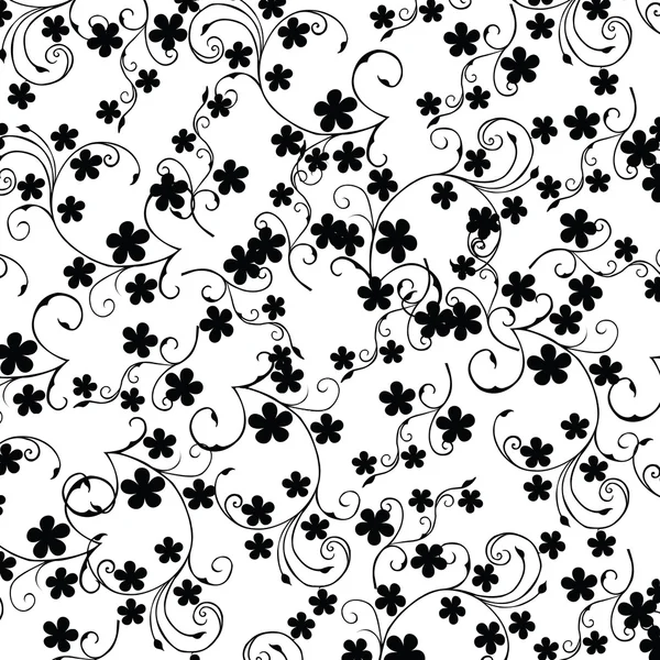 Fundo branco com flores pretas — Fotografia de Stock