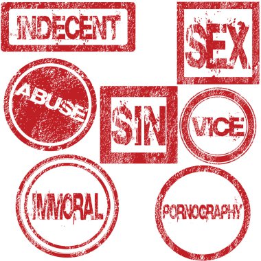 Red rubber stamps with sexual conotation clipart