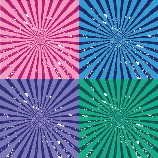 Grunge sunburst em cores diferentes — Fotografia de Stock