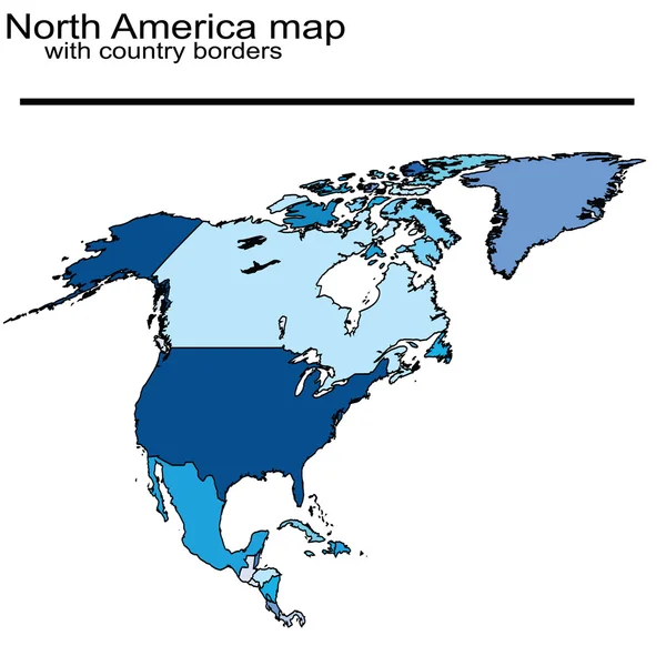 Mapa da América do Norte com fronteiras nacionais — Fotografia de Stock