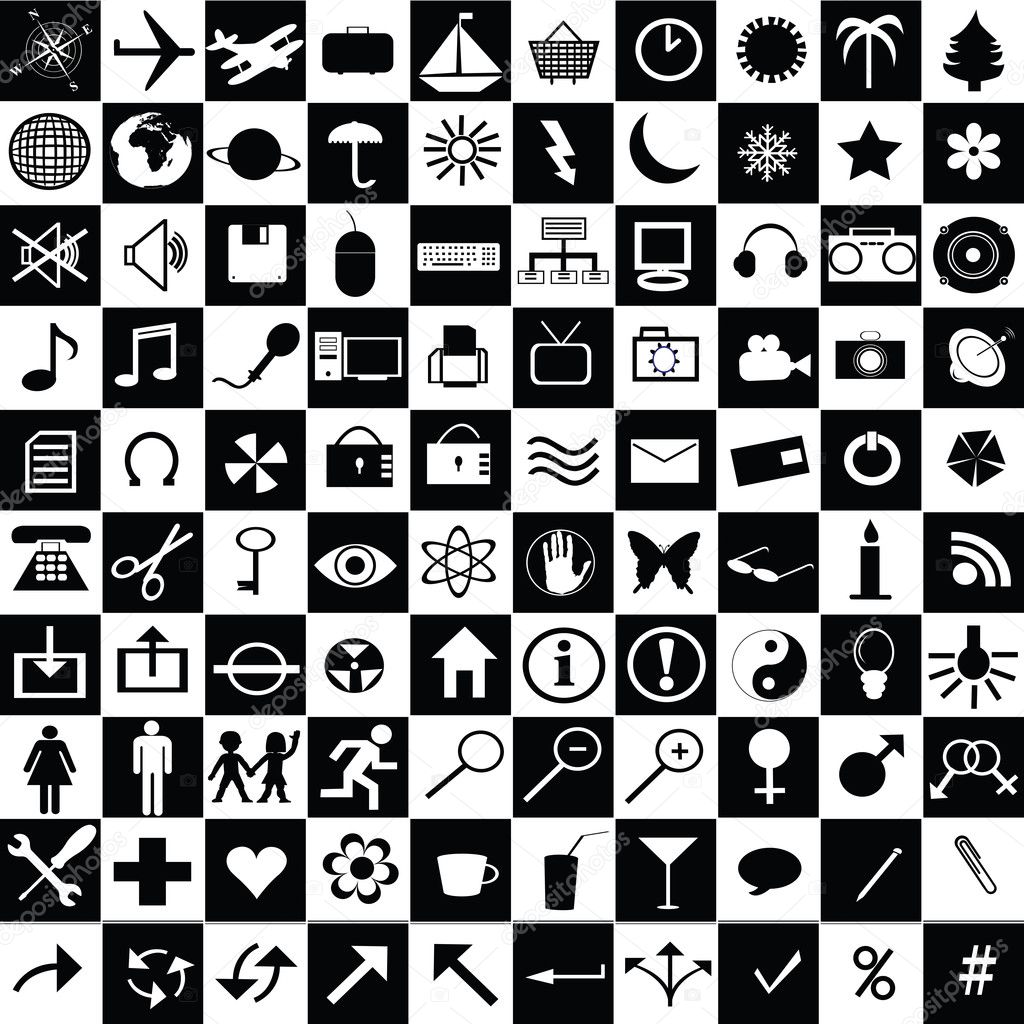 Black and white web icons