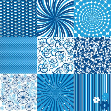 Set of blue and white backgrounds clipart