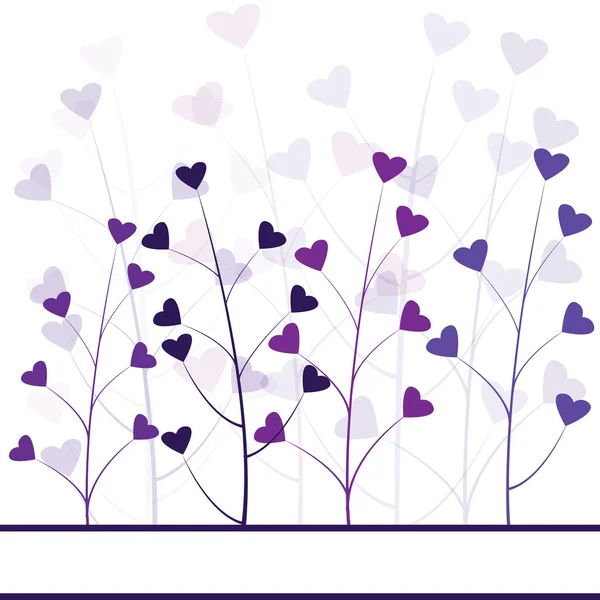 Liefde paarse bos, harten gebladerte — Stockfoto
