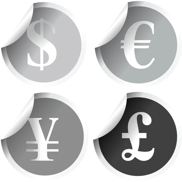 Internationale valuta symbolen etiketten — Stockfoto