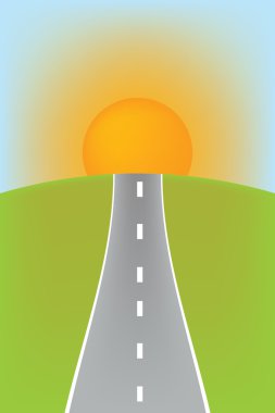 Background with grey road and sun clipart