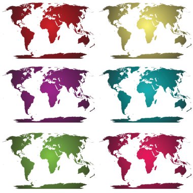 Collection of colored world maps clipart