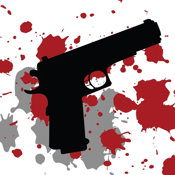 Background with gun and blood spots — Stock Photo, Image