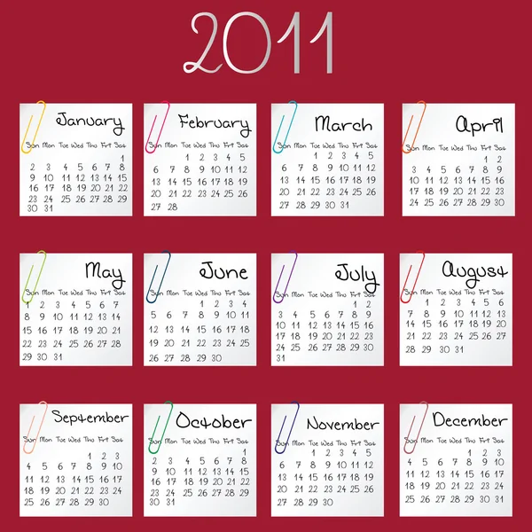 2011 年カレンダー — ストック写真
