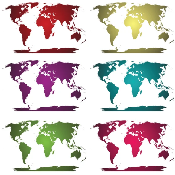 Kolekce barevných world map — Stock fotografie