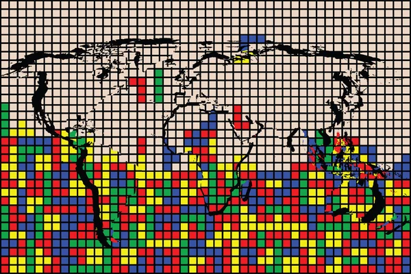 Tetris-Weltkarte — Stockfoto