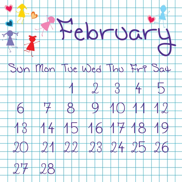 2011 年 2 月のカレンダー — ストック写真