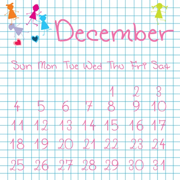 2011 年 12 月的日历 — 图库照片