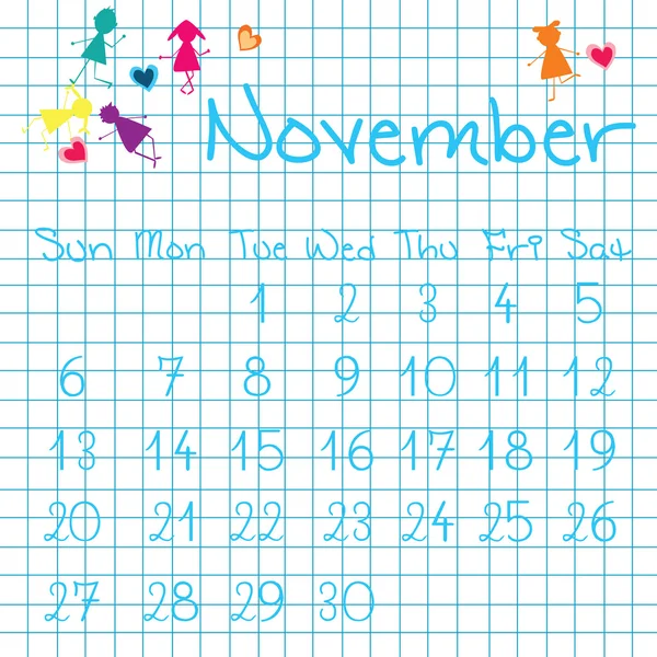 Calendario de noviembre de 2011 — Foto de Stock