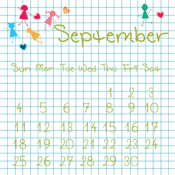2011 年 9 月的日历 — 图库照片