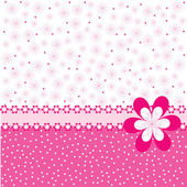 virágok és pöttyök rózsaszín háttér