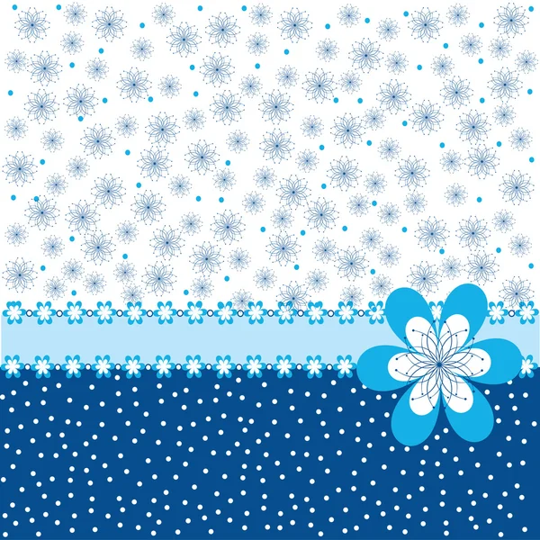 Blauwe achtergrond met bloemen en stippen — Stockfoto