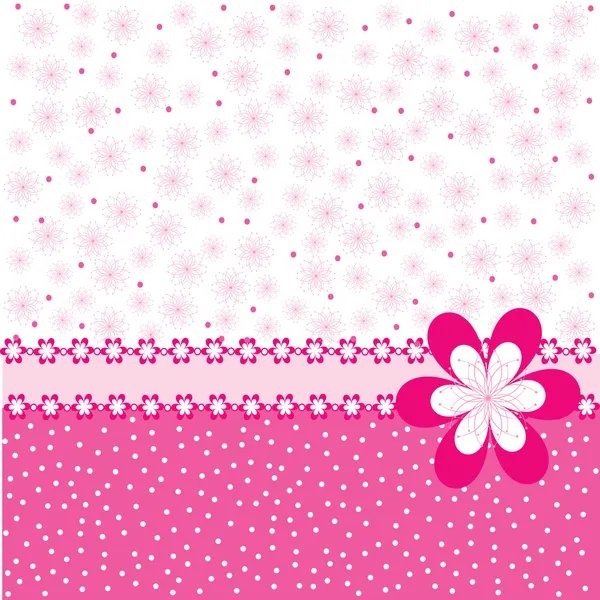 用鲜花和点粉红色背景 — 图库照片